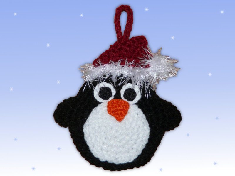 Häkelanleitungen für Weihnachten Häkelanleitung Adventskalender Beutel Pinguin Applikation