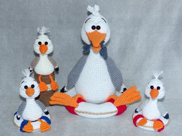 Häkelanleitungen für Schlüsselanhänger Häkelanleitung kleine Möwen Amigurumi 3