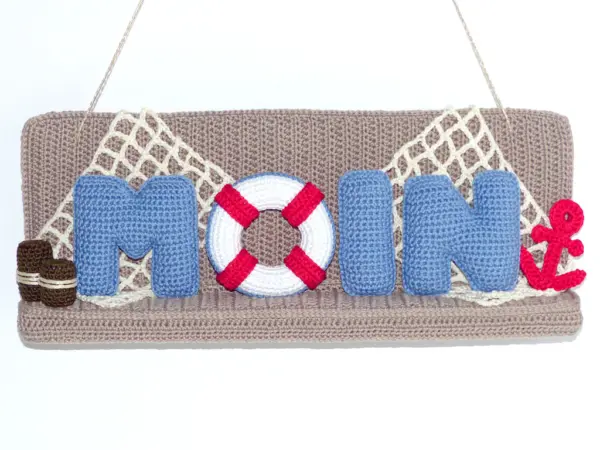 Häkelanleitungen für Sommer Häkelanleitung Türschild oder Dekoschild MOIN Amigurumi 3