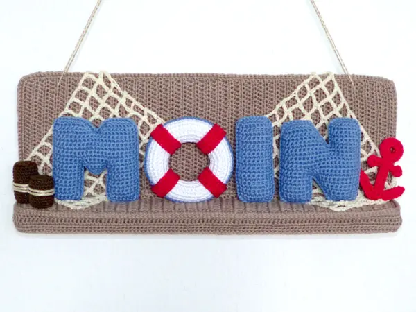 Häkelanleitungen für Sommer Häkelanleitung Türschild oder Dekoschild MOIN Amigurumi 7